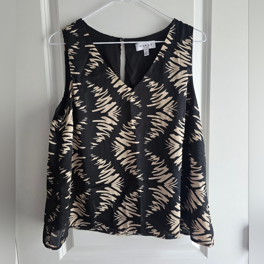 Gilli Black and Cream Patterned Tank Top